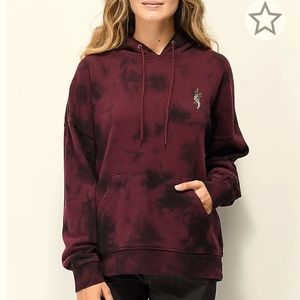 Zumiez/Empyre Maroon Tie Dye Hoodie with Skeleton Detail